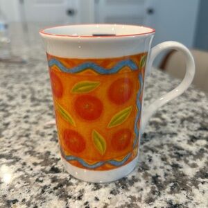 Vntg Crown Trent Oranges Leaves London Herb & Spice bone china mug cup England